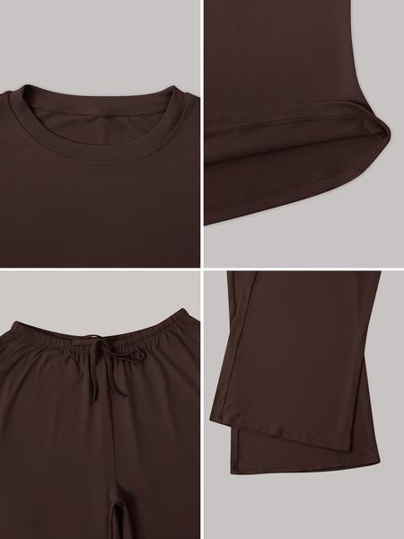 Two Piece Set Women's Home Clothing Set Soft and Skin Friendly Long Sleeved T-shirt Loose and Wide Leg Pants with Adjustable Drawstring Daily Leisure Travel Airport Travel Home Wear Women's Pajamas Set, Womenswear Two Piece Set Women's Home Clothing Set Soft and Skin Friendly Long Sleeved T-shirt Loose and Wide Leg Pants with Adjustable Drawstring Daily Leisure Travel Airport Travel Home Wear Women's Pajamas Set, Womenswear