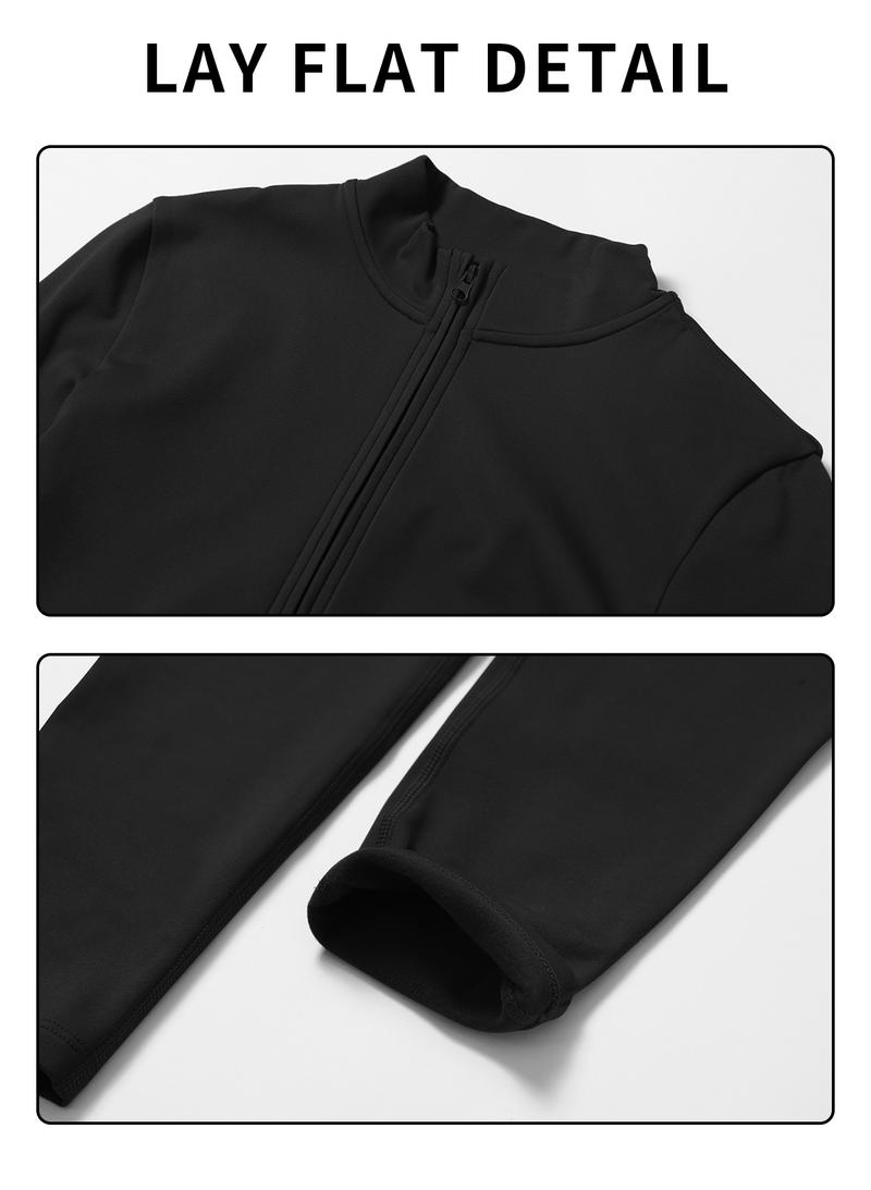 Women's Solid Zip-Up Skiing Jumpsuit by MFVIM - Casual Sporty Long-Sleeve Jumpsuit for Skiing and Cycling, Ladies' Activewear for Fall and Winter Workout Gym Clothing