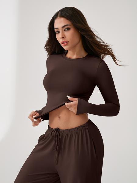 Two Piece Set Women's Home Clothing Set Soft and Skin Friendly Long Sleeved T-shirt Loose and Wide Leg Pants with Adjustable Drawstring Daily Leisure Travel Airport Travel Home Wear Women's Pajamas Set, Womenswear Two Piece Set Women's Home Clothing Set Soft and Skin Friendly Long Sleeved T-shirt Loose and Wide Leg Pants with Adjustable Drawstring Daily Leisure Travel Airport Travel Home Wear Women's Pajamas Set, Womenswear