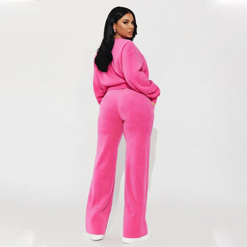 Women's Velvet 2-Piece Tracksuit Set with Pockets - Soft Korean Fabric, Comfortable Jogger Outfit for Casual & Travel