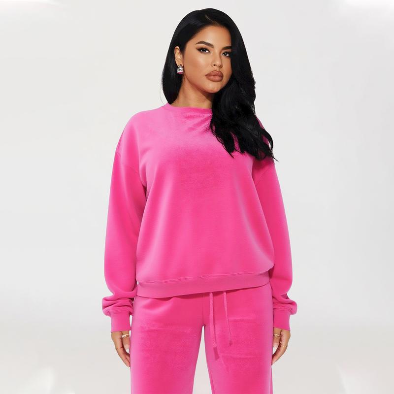 Women's Velvet 2-Piece Tracksuit Set with Pockets - Soft Korean Fabric, Comfortable Jogger Outfit for Casual & Travel