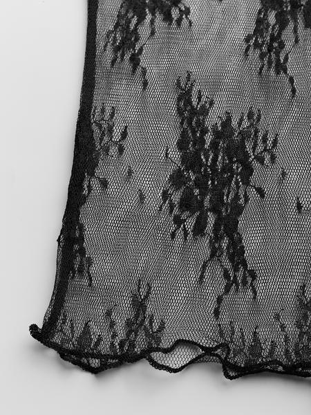 Women's Solid Color Lace Tee & Pocket Jumpsuit Two-piece Set, Elegant Fashion Casual Zipper Back Cami Jumpsuit & Long Sleeve Top for Daily Outdoor Wear, Women's Clothing for Spring & Fall