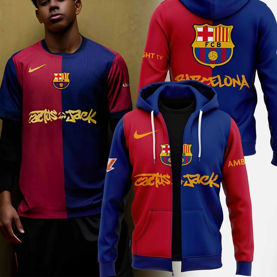 FC Barcelona Collab Travis Scott Cactus Jack 3D shirt