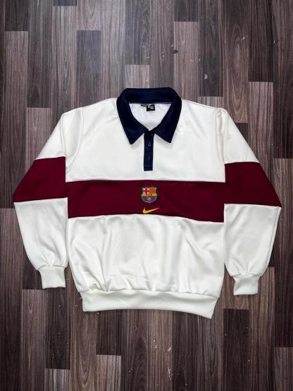 Barcelona White/Red Embroidered Sweatshirt