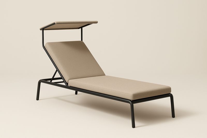 Lettino prendisole in alluminio con cuscino in poliestere regolabile Beige 200cm