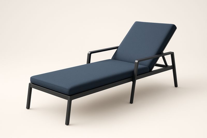 Sdraio da Giardino in Alluminio con Cuscino in Poliestere Blu