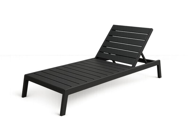 Lettino Prendisole in Alluminio Regolabile Nero