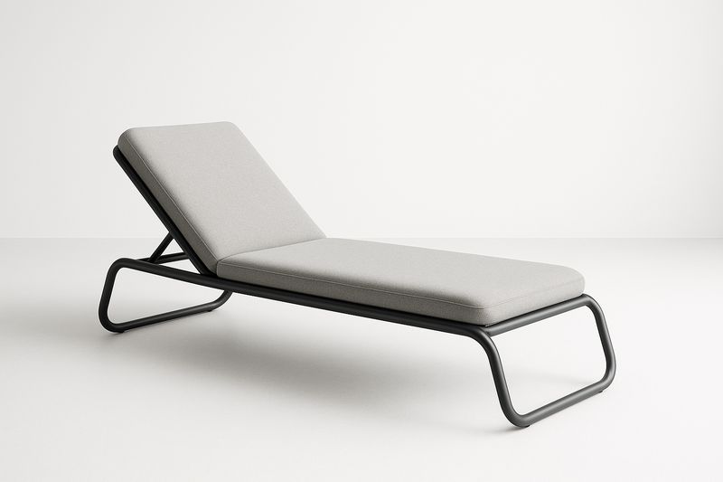 Sdraio in metallo con cuscino in tessuto grigio 195 cm