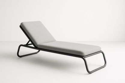 Sdraio in metallo con cuscino in tessuto grigio 195 cm