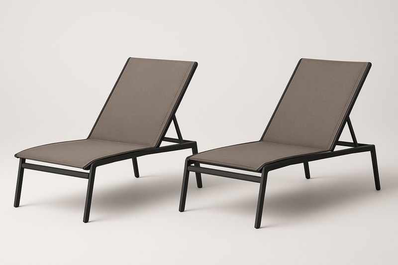 Set di 2 Lettini Prendisole in Alluminio e Textilene Grigio