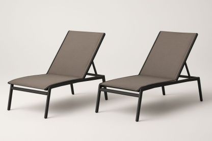 Set di 2 Lettini Prendisole in Alluminio e Textilene Grigio