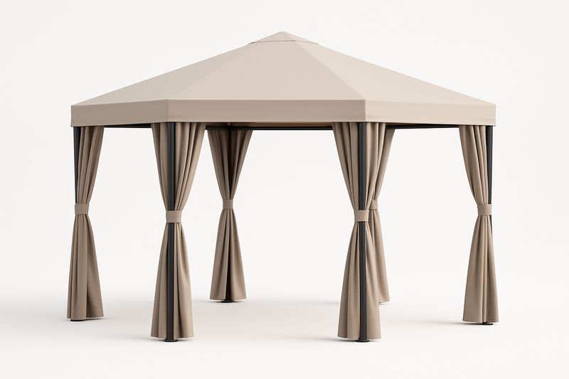 Gazebo da Giardino Beige Poliestere Acciaio 3x3 m