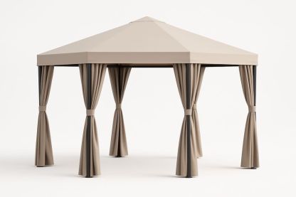 Gazebo da Giardino Beige Poliestere Acciaio 3x3 m