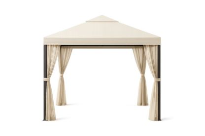 Gazebo da Giardino in Alluminio e Tessuto Poliestere Beige 3x3 m