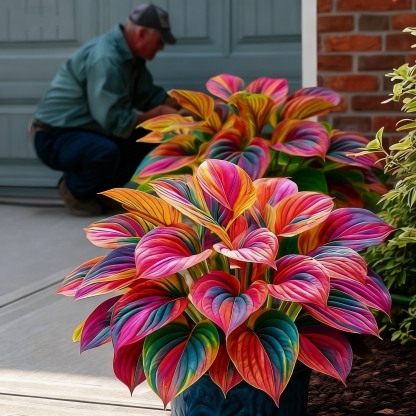 🌈🔥 Limited Edition Rainbow Flame Hostas -Rare Multicolor Foliage, Exclusive to Our Store 🌸