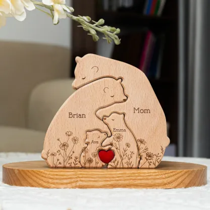Wooden flower bears family puzzle