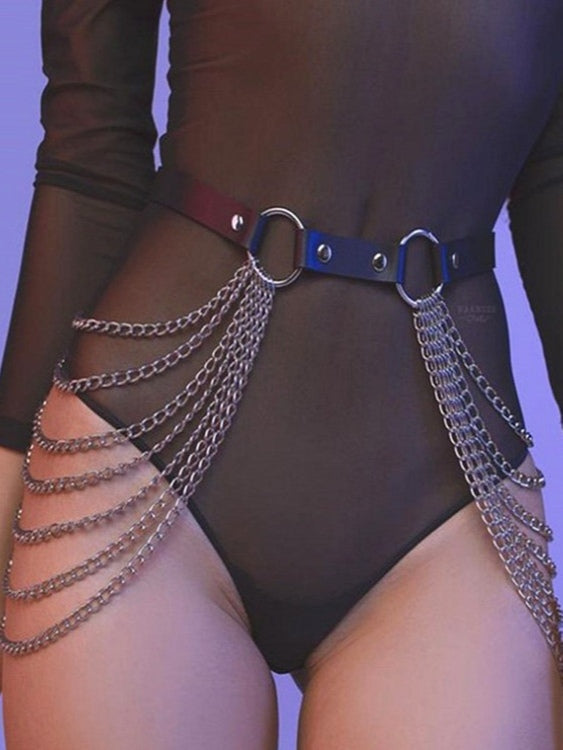 Multi-layered tassel chain exaggerated waist chain belt-thevervian
