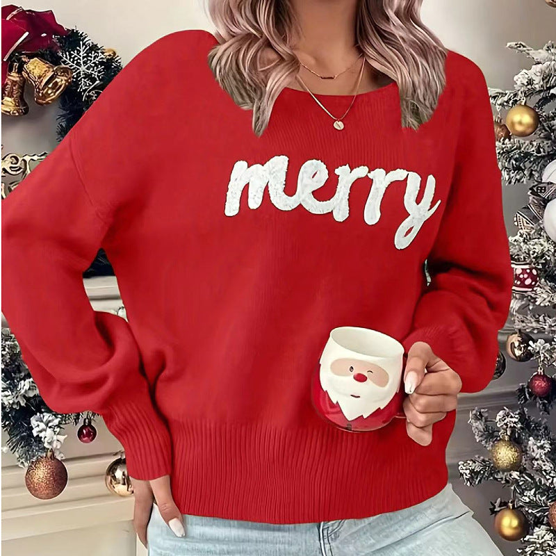 Christmas round neck long-sleeved pullover sweater-thevervian