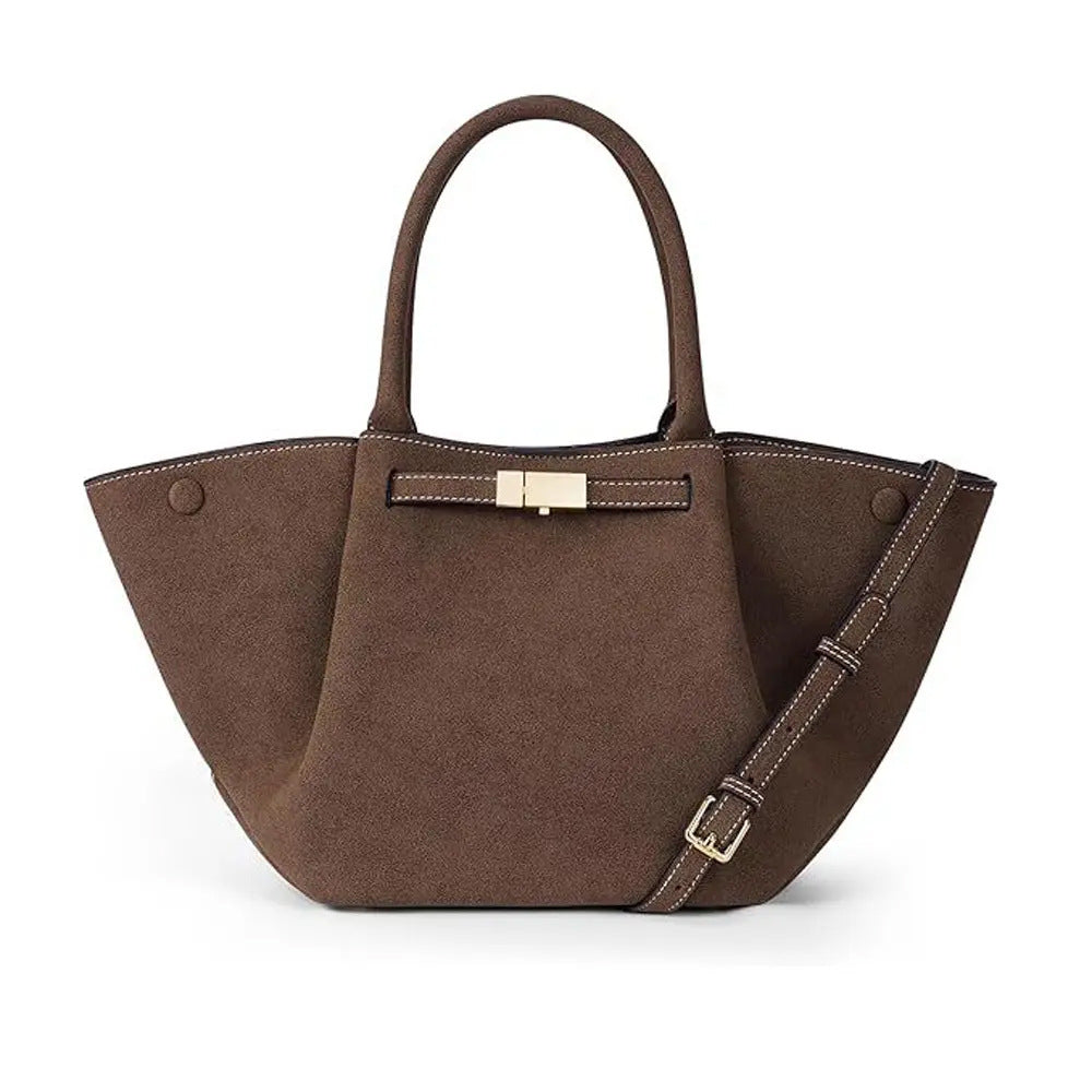 Versatile vintage faux suede tote bag-thevervian