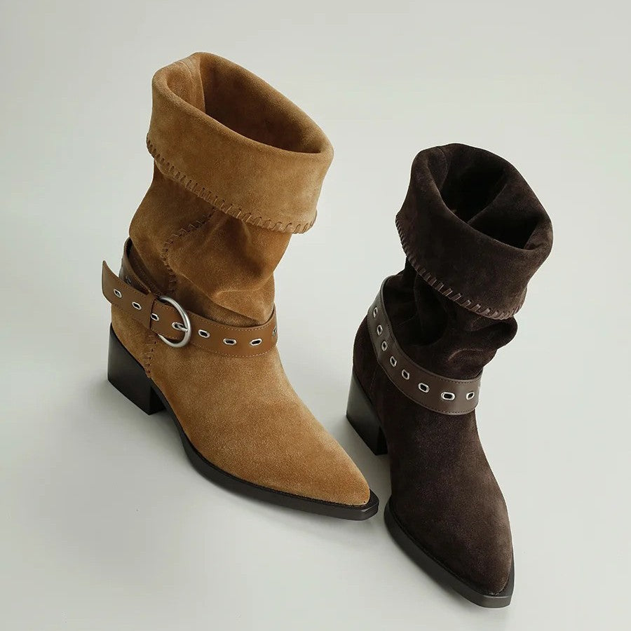 Women's Soft Leather Retro Fashion Riding Boots-thevervian