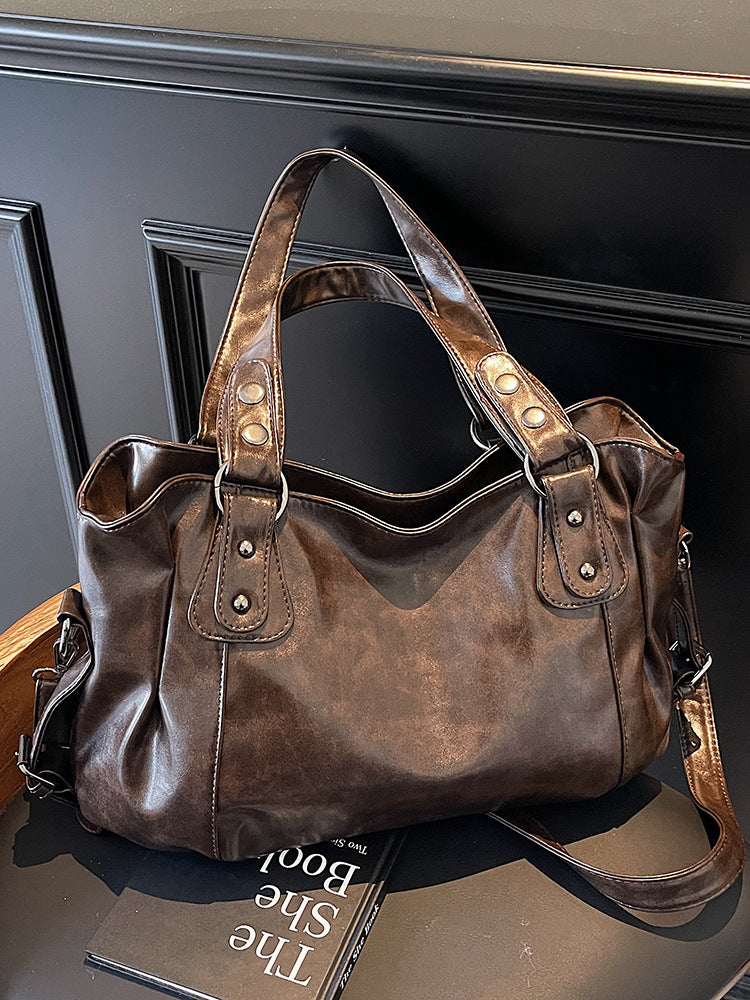 Retro casual high-end niche shoulder tote bag-thevervian