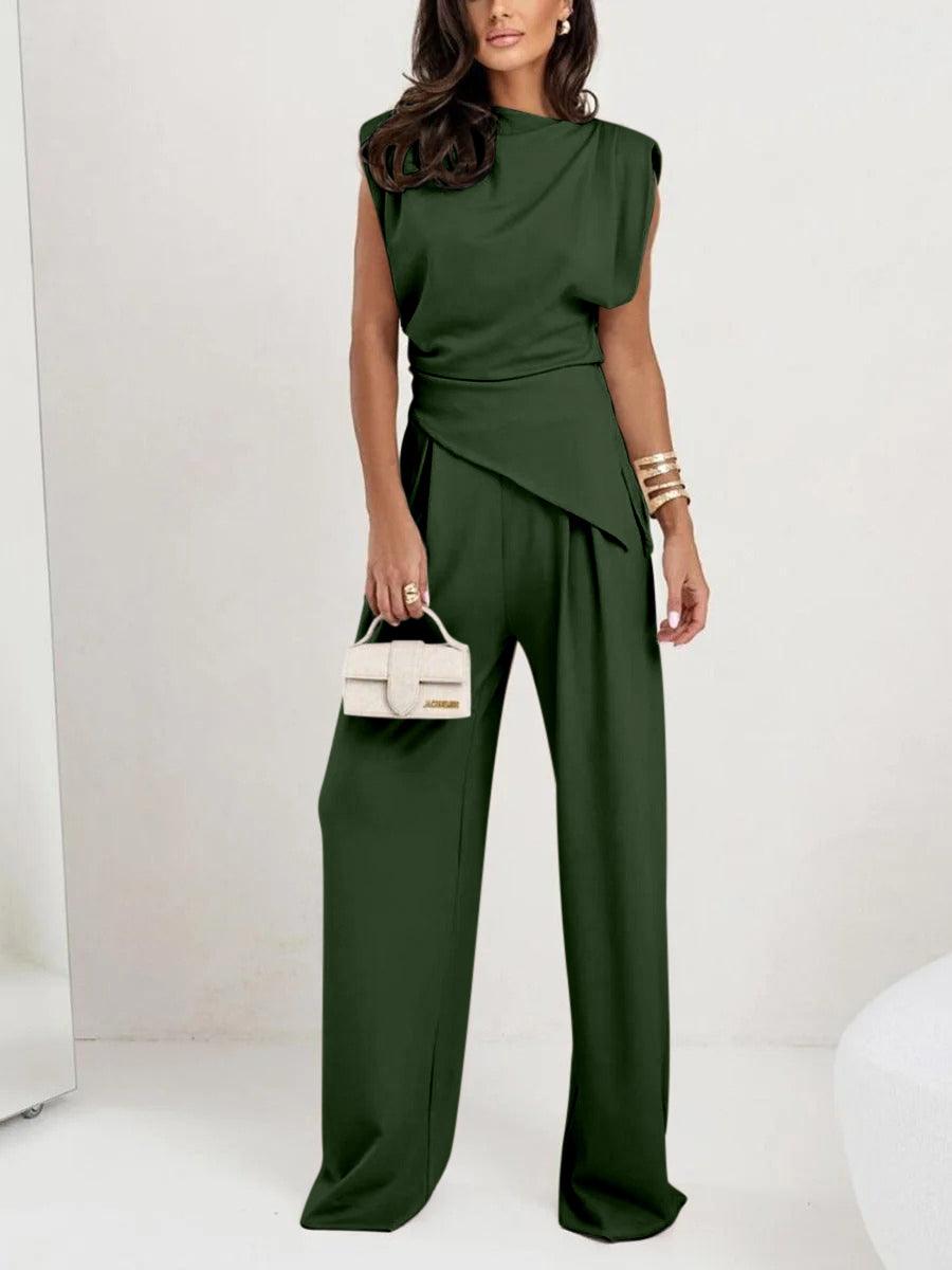 Lrregular Sleeveless Casual Two-piece Set-thevervian