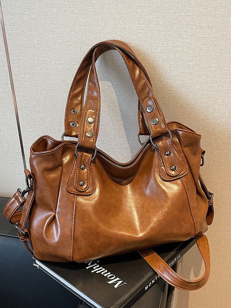 Retro casual high-end niche shoulder tote bag-thevervian