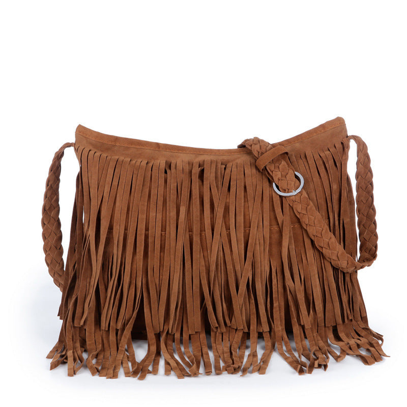 Frosted tassel women's crossbody shoulder bag-thevervian