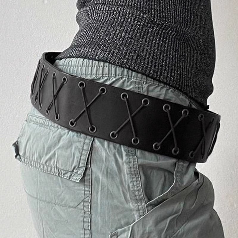 American Style Eyelet Strap PU Belt-thevervian