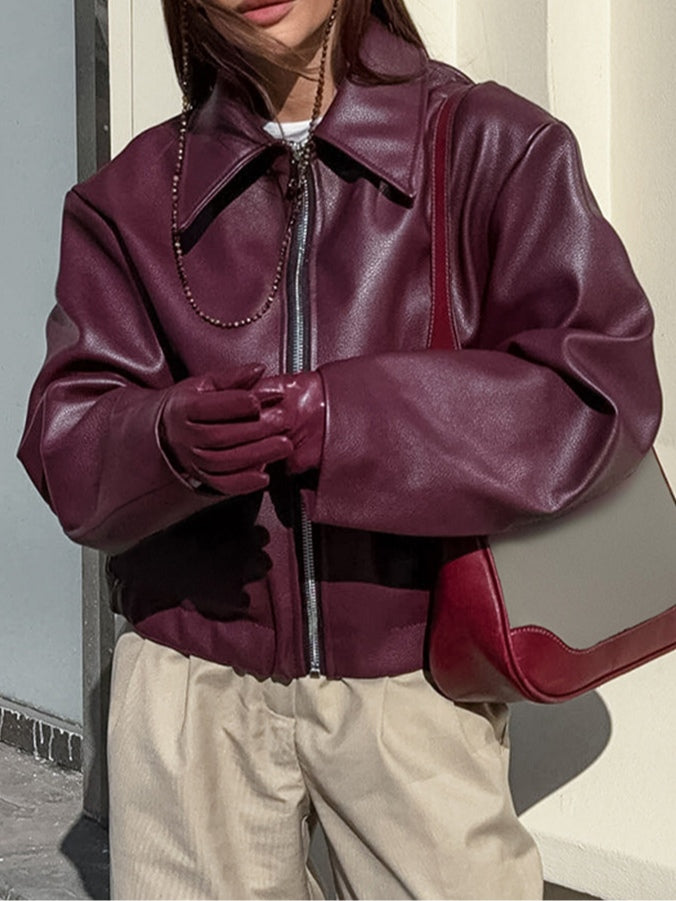 Vintage motorcycle style matte leather jacket-thevervian