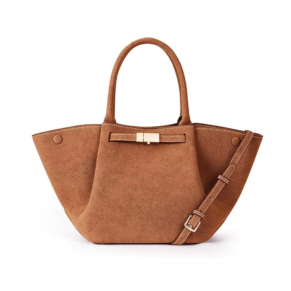 Versatile vintage faux suede tote bag-thevervian