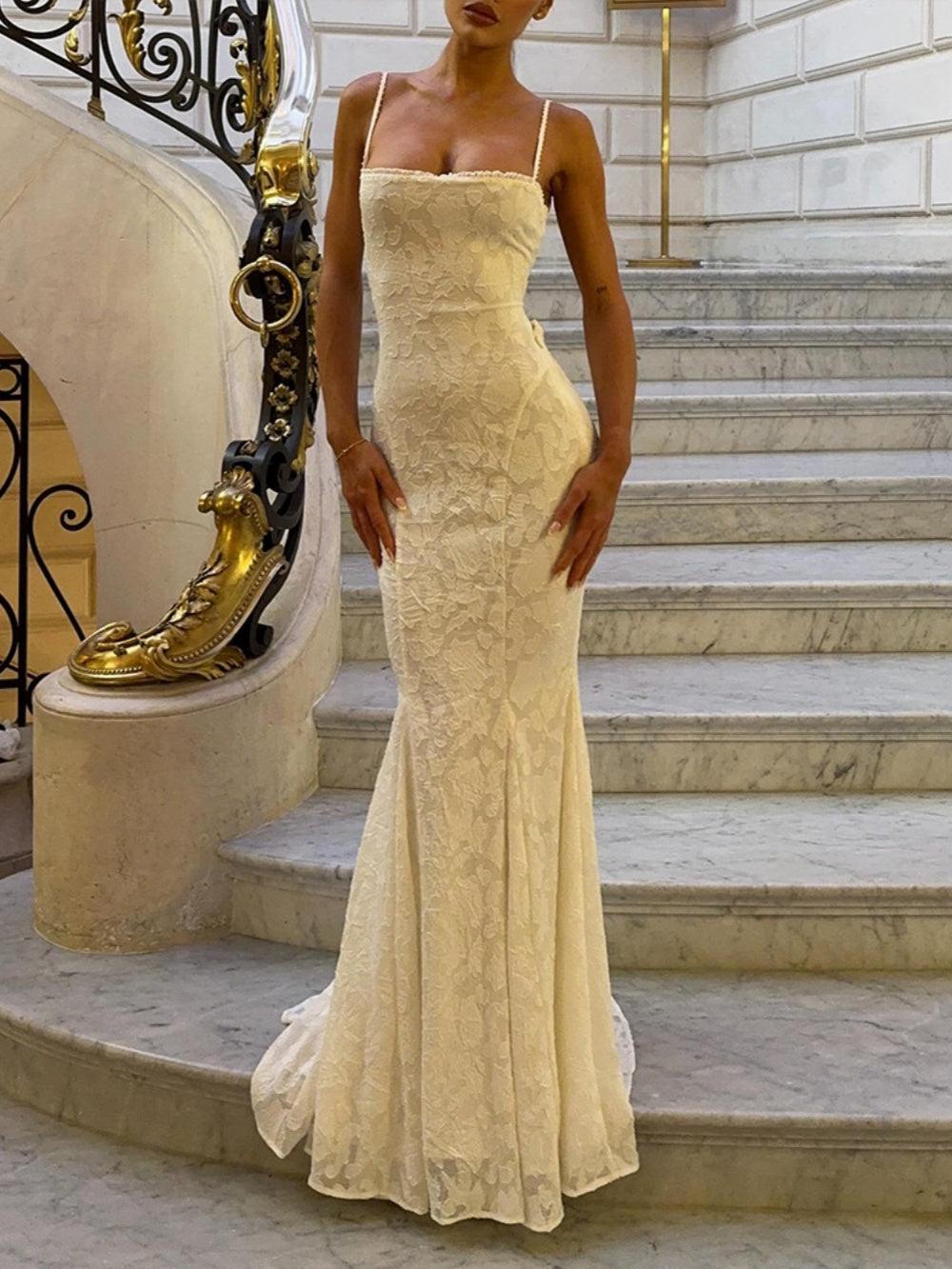 Tie-back fishtail maxi dress-thevervian