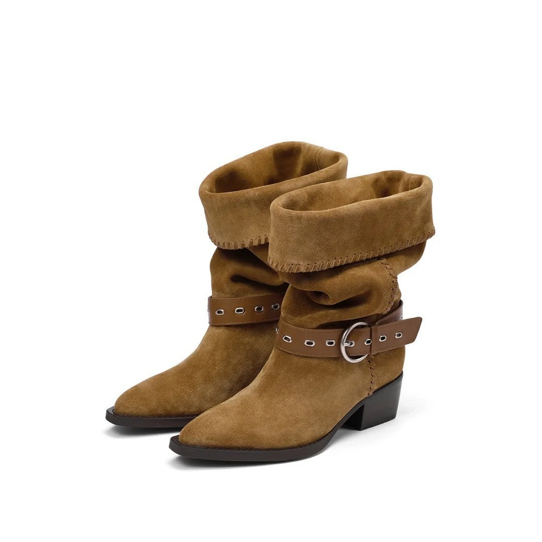 Women's Soft Leather Retro Fashion Riding Boots-thevervian