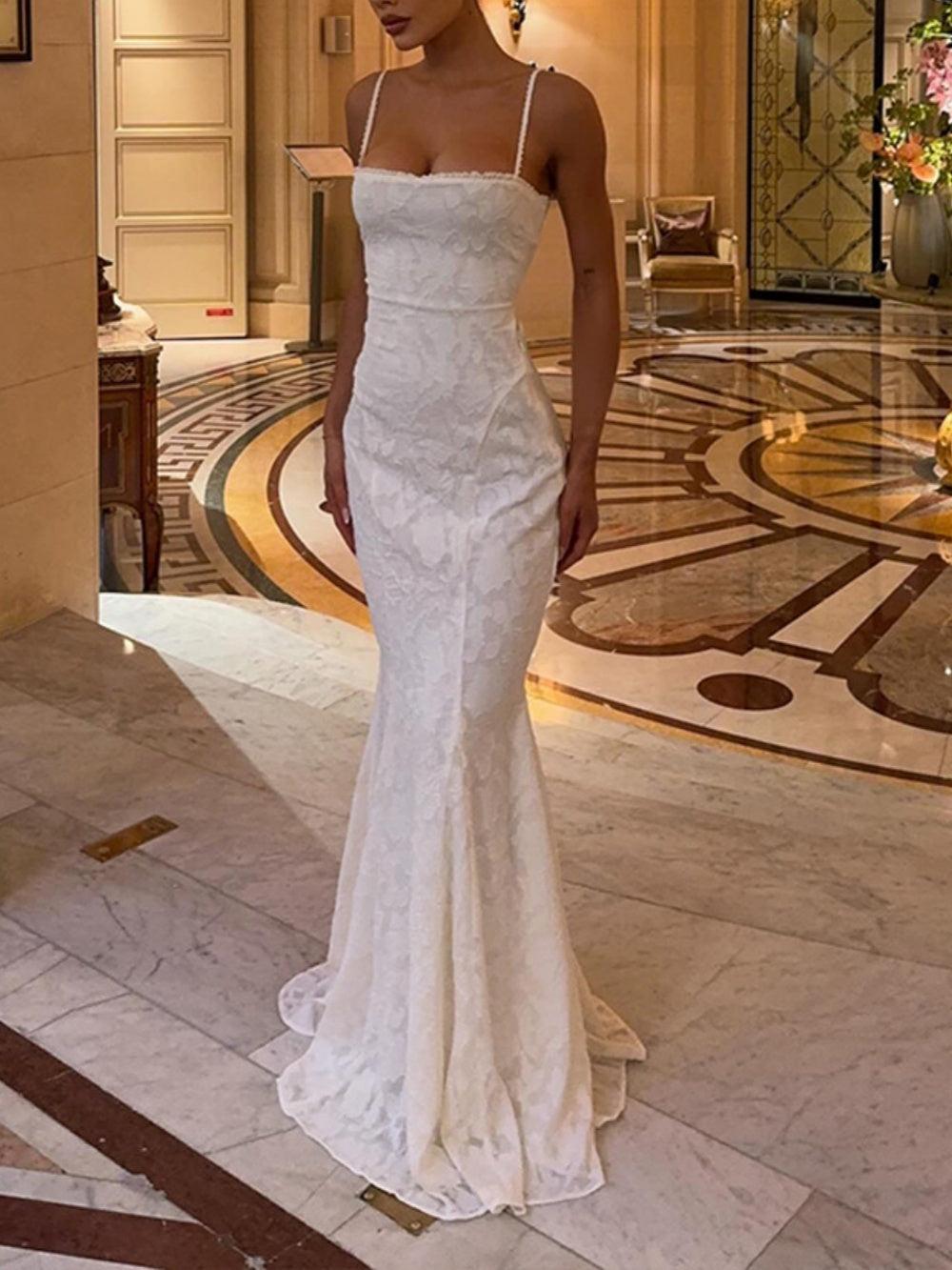 Tie-back fishtail maxi dress-thevervian