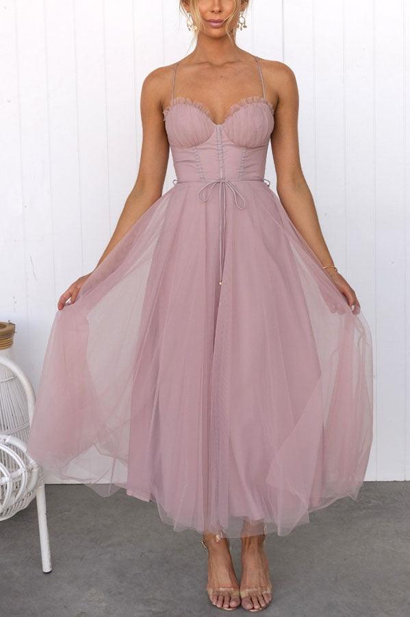 Modern-day Princess Chiffon Suspenders Party Maxi Dress-thevervian