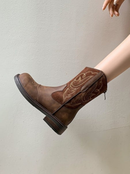 British retro embroidered western cowboy boots-thevervian