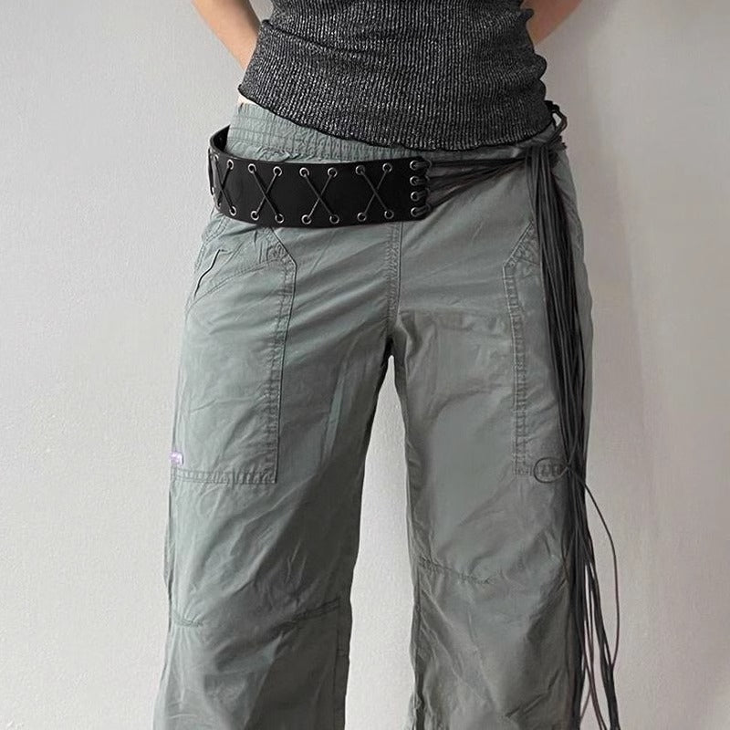 American Style Eyelet Strap PU Belt-thevervian