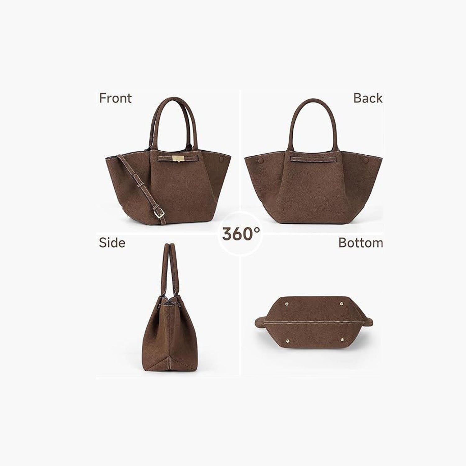 Versatile vintage faux suede tote bag-thevervian