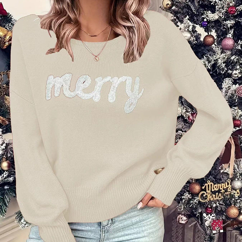 Christmas round neck long-sleeved pullover sweater-thevervian