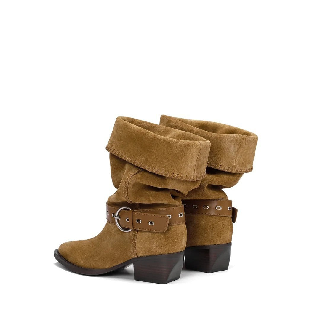 Women's Soft Leather Retro Fashion Riding Boots-thevervian