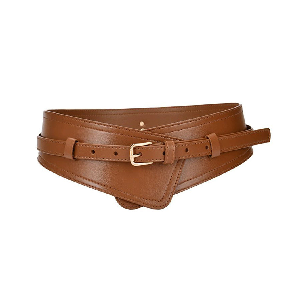 Women's Fashionable Imitation Leather Harness Wide Belt-thevervian