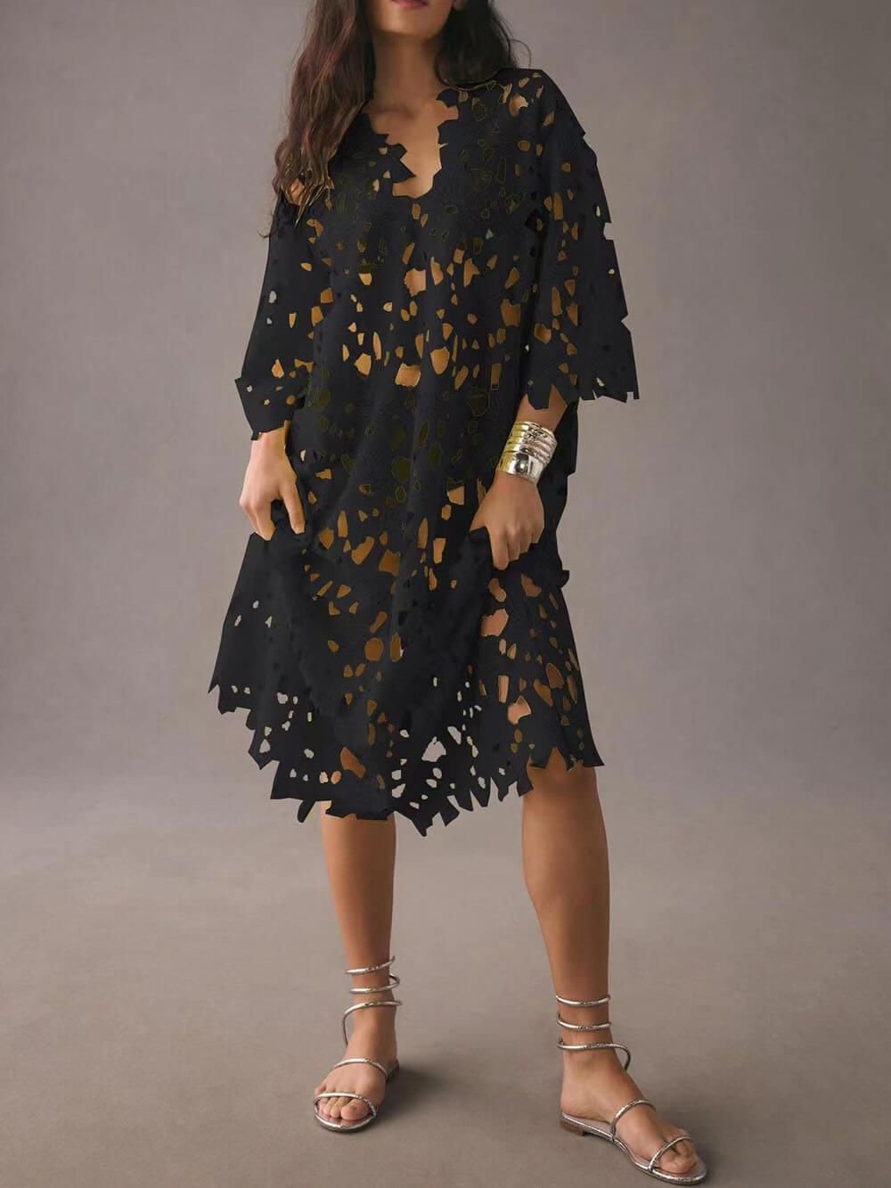Cover Up Lace Beach Midi Dress-thevervian