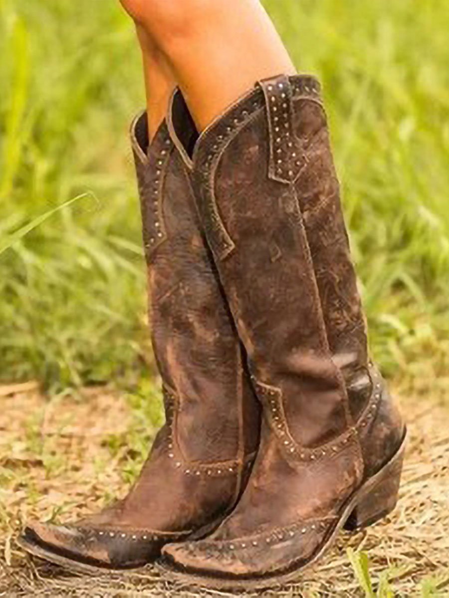 Vintage Studded Cowgirl Boots-thevervian