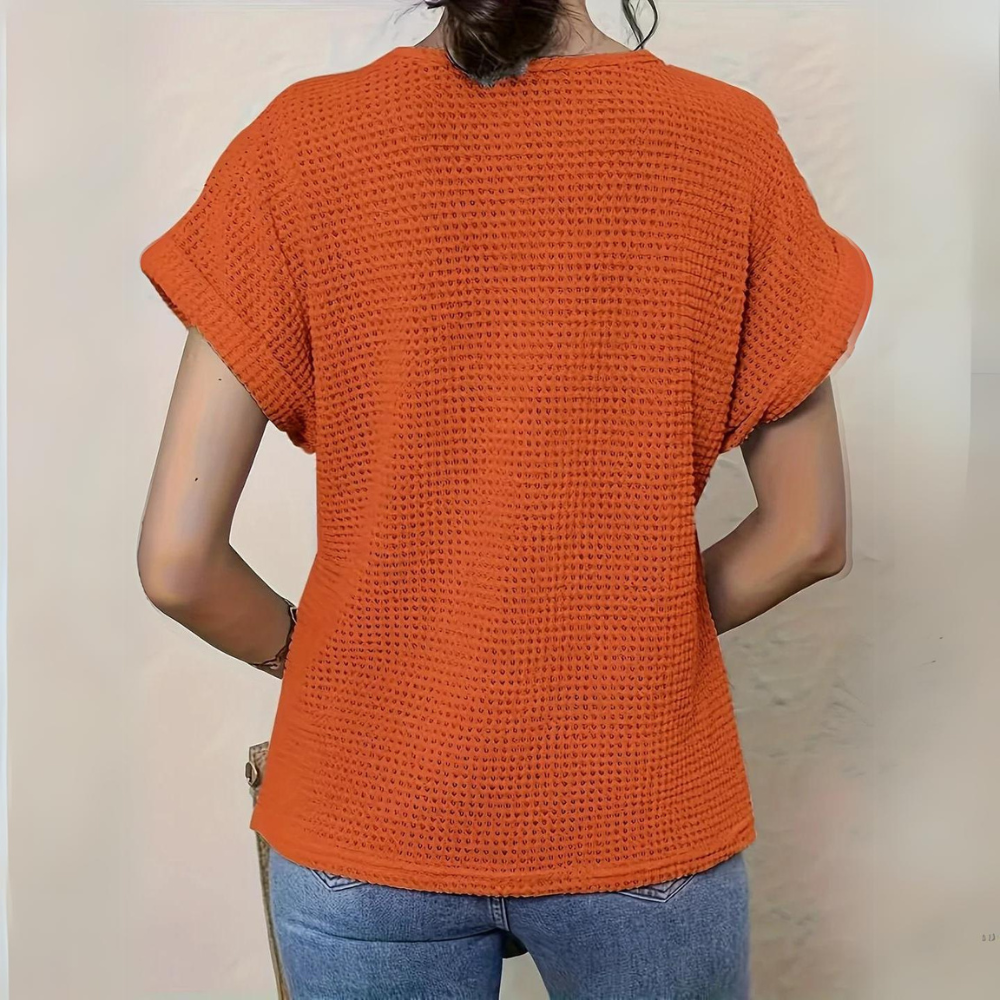 Elegant Lace Patchwork Hollow Short-sleeved Top-thevervian