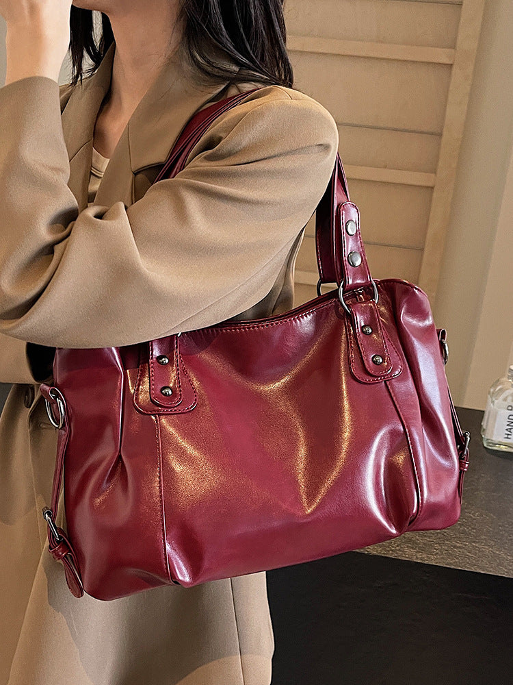 Retro casual high-end niche shoulder tote bag-thevervian