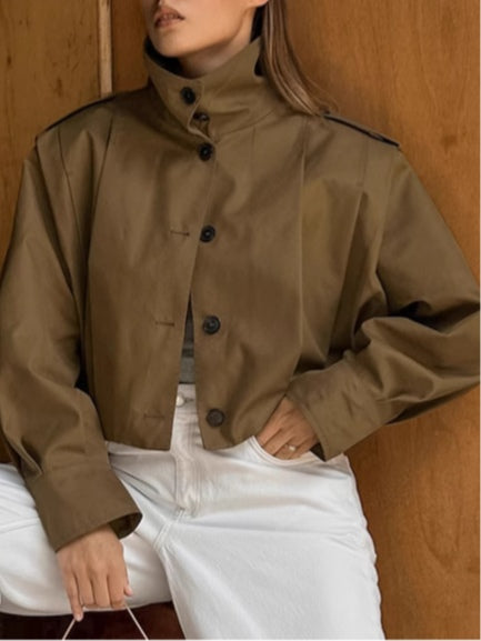 Pleated lapel loose long-sleeved jacket-thevervian