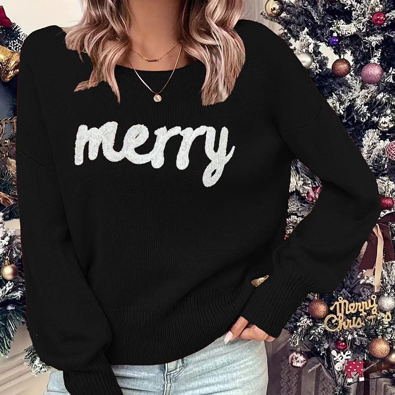 Christmas round neck long-sleeved pullover sweater-thevervian
