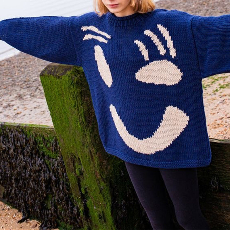 Casual Knitted Smiley Sweater-thevervian