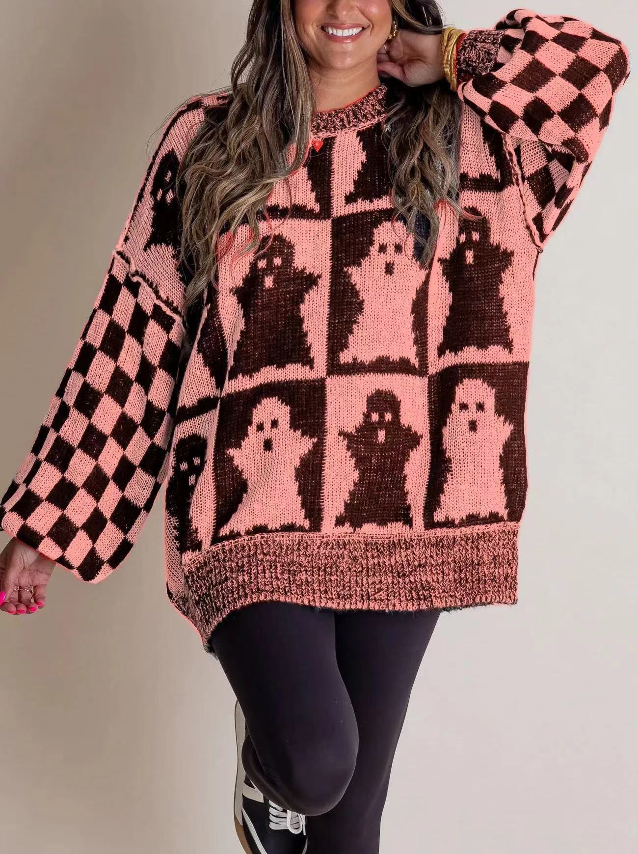 Halloween pattern loose sweater-thevervian