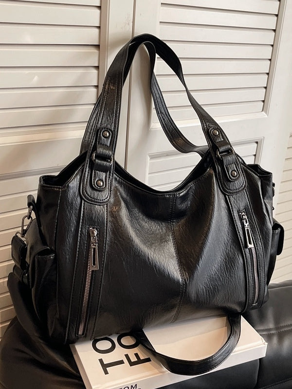 Fashionable rivet high-end large-capacity tote bag-thevervian